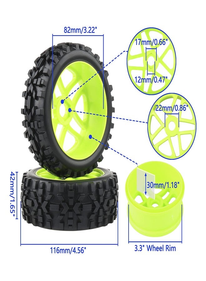 Rowiz 4PCS 1:8 RC Tires 17mm Hub Wheel Rims Pentagram for Typhon 1/8 Scale Off-Road Buggy, Green - Image 2